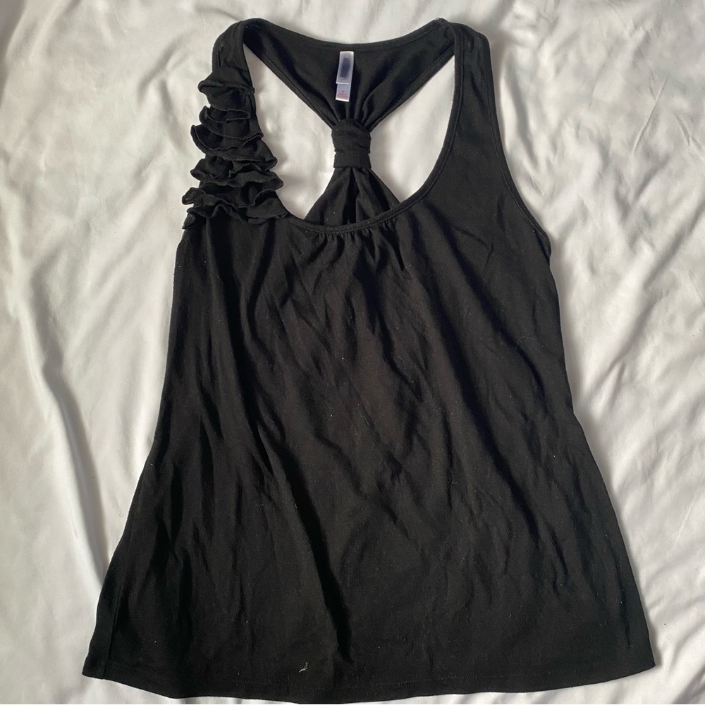 Y2K Xhilaration Black Tank Top with Ruffle Accent